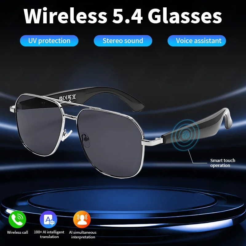 

Умные очки LIGE AI для мужчин и женщин, 100 языков, интеллектуальный перевод, солнцезащитные очки с УФ-защитой, спортивные деловые очки на открытом воздухе