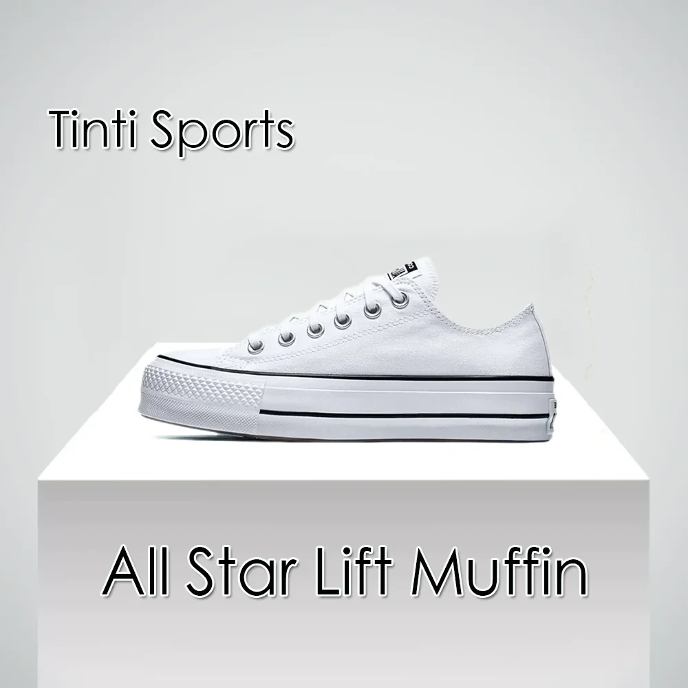 Converse All Star Lift Muffin Bottom Slip Resistant Lightweight Low Top Canvas Women's Shoes Premium Pure White