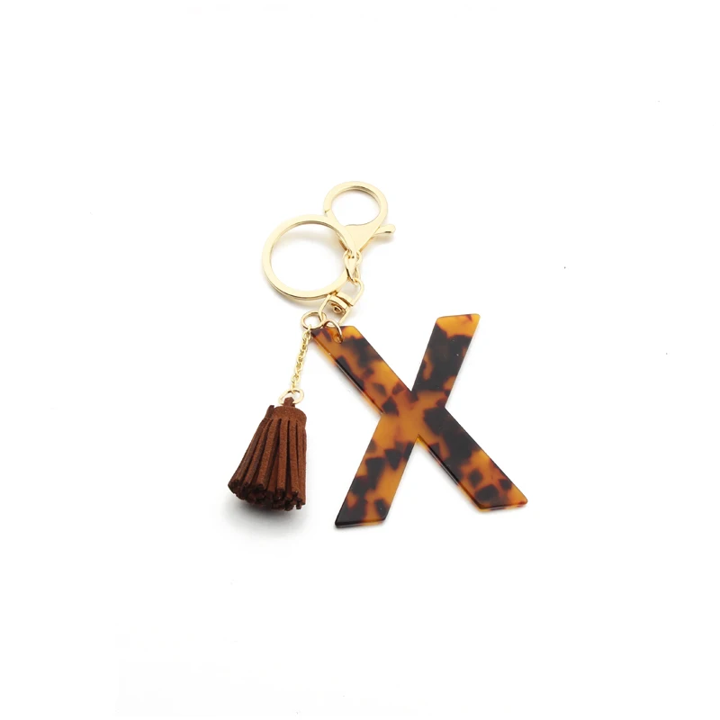 Portable Bangle Letter keychain Accessories Tassel Pendant Sexy Leopard Bracelet Keychain for Women Gift
