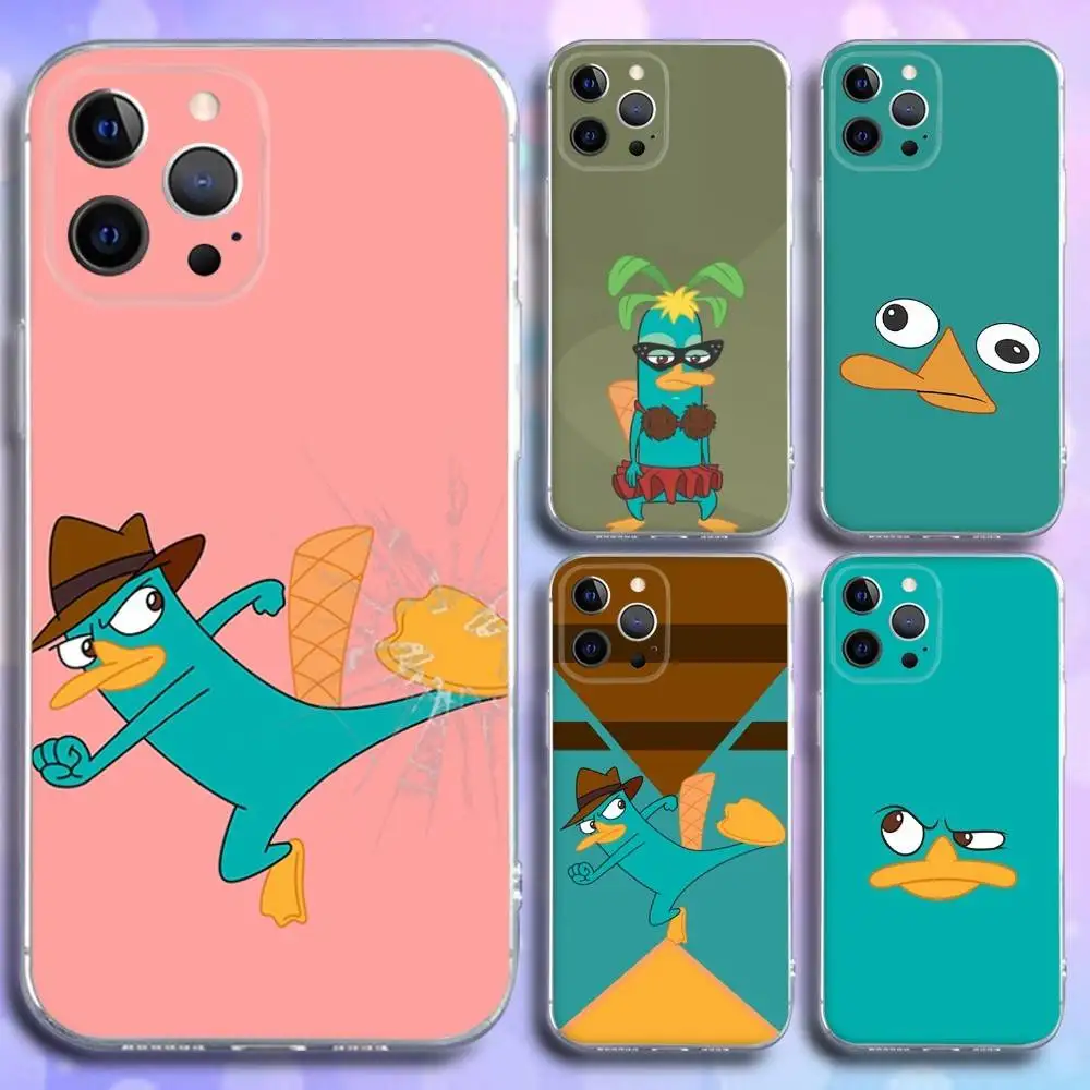 

Phone Case For iPhone 17,16,15,14,13,12,11 Pro,Max,Plus,X,XS,XR,SE4,E Mini P-Perry Cartoon Platypus Transparent Soft Cover