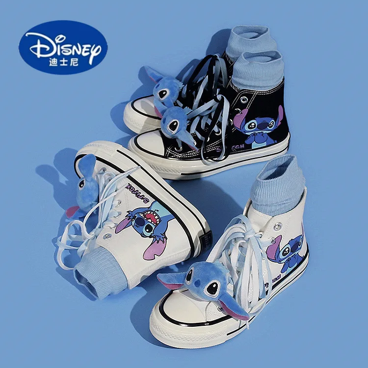 ديزني شعبية الكرتون عالية أعلى قماش أحذية رياضية |   حذاء أسود أنيق بتصميم فريد من نوعه، ملابس عصرية للجنسين #3