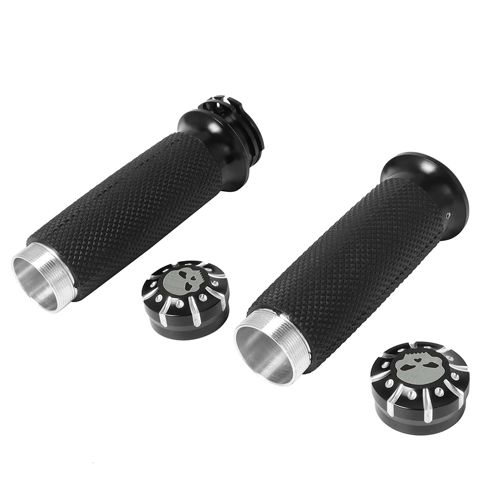 Motorcycle 1.25\'\' Universal Rubber Hand Grips CNC Handlebar For Harley Sportster 883 1200 Iron XL VRSC Touring Dyna Softail