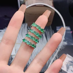 925 Sterling Silver True 100% Natural Emerald Ring Classic Fine Jewelry New Wedding Gift 3*4mm