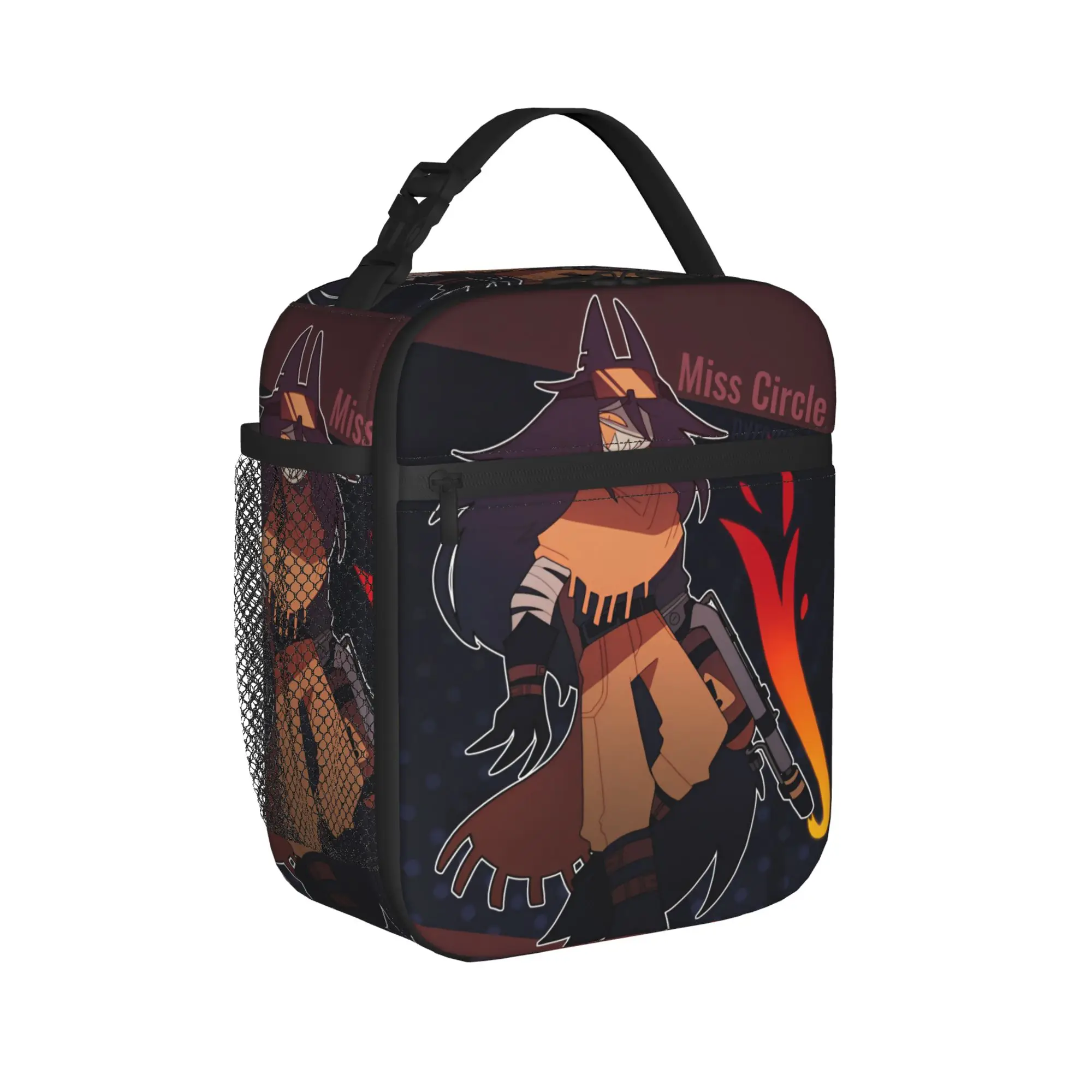 Miss Circle Fire Insulated Lunch Bag Cooler Bag Reusable,Meal Container Fundamental Paper Large Tote Lunch Box Food Bag