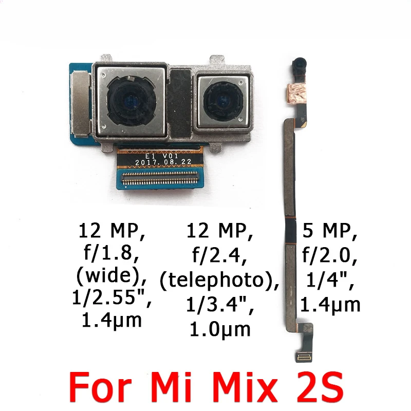 샤오미 Mi Mix 2 2s 3 Mix2 Mix2s Mix3 용 전면 후면 카메라, 메인 페이싱 카메라 모듈, 플렉스 교체 예비 부품