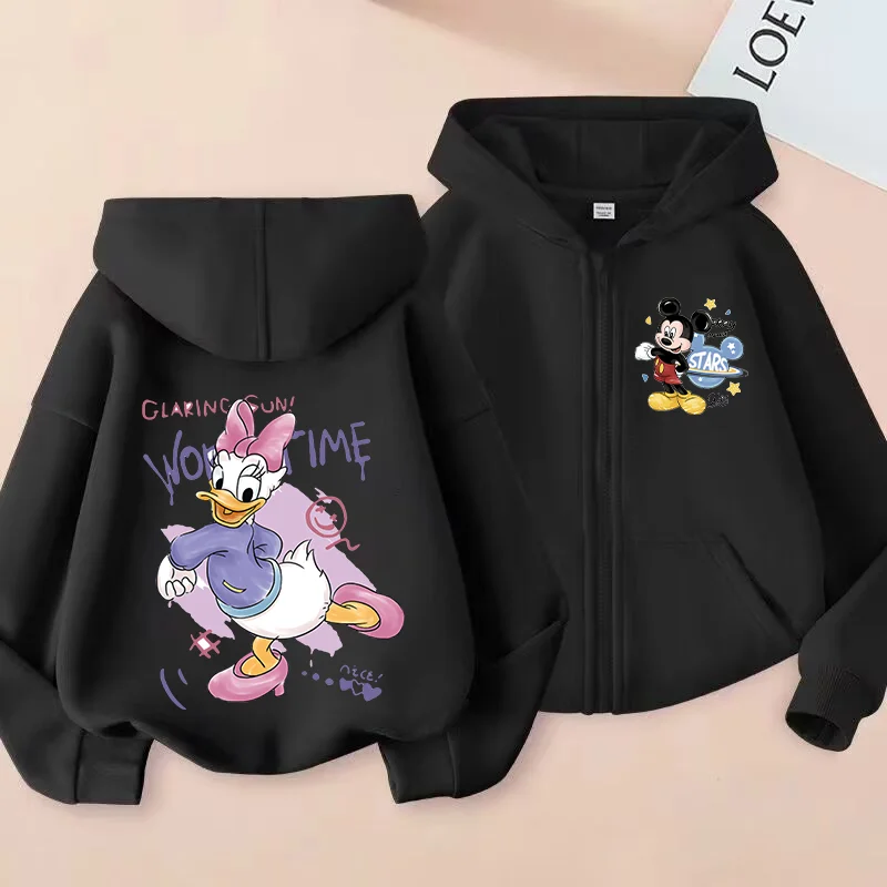 Disney Child Zip Up Hoodies Mickey Mouse Jackets Cute Oversized Sweatshirt Fall Fashion Outfits Sweaters Spring Autumn Clothes