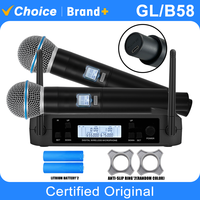 Professional 2 channel UHF Wireless Rechargeable Microphone System karaoke Home KTV Party Performances Dynamic Mic with Battery