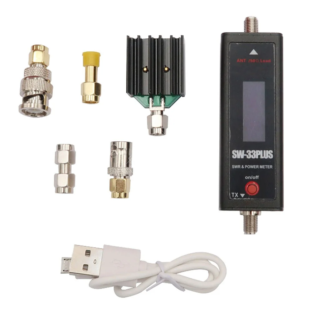 

SW-33PLUS Mini VHF/UHF 125-525MHz Standing Wave Power Meter 100W with 4 Connectors and Dummy Load