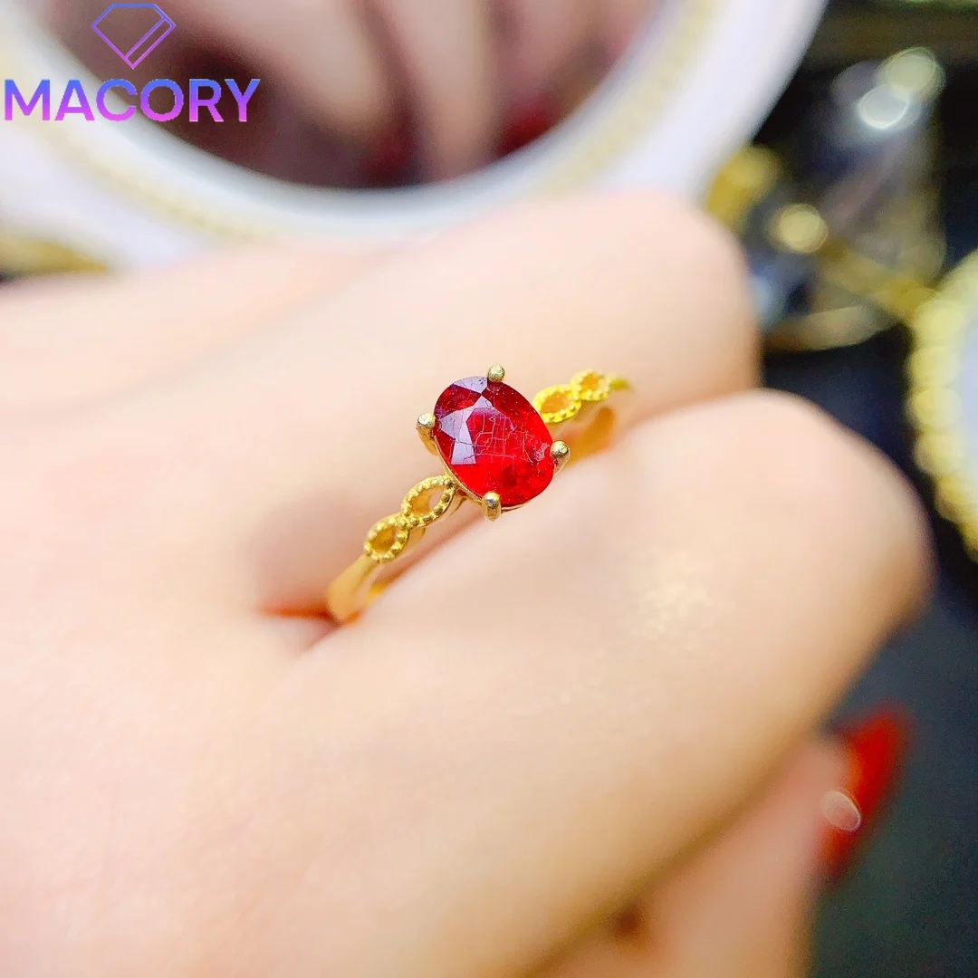 Sterling silver 925 red gem ring female wedding ring Valentine's Day female free delivery luxury brand replica gem.