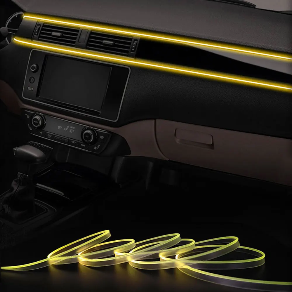 

3/5 м автоматическая атмосферная лампа для салона автомобиля RGB светодиодная лента окружающий неоновый невидимый свет USB оптоволоконная поддержка управления через приложение