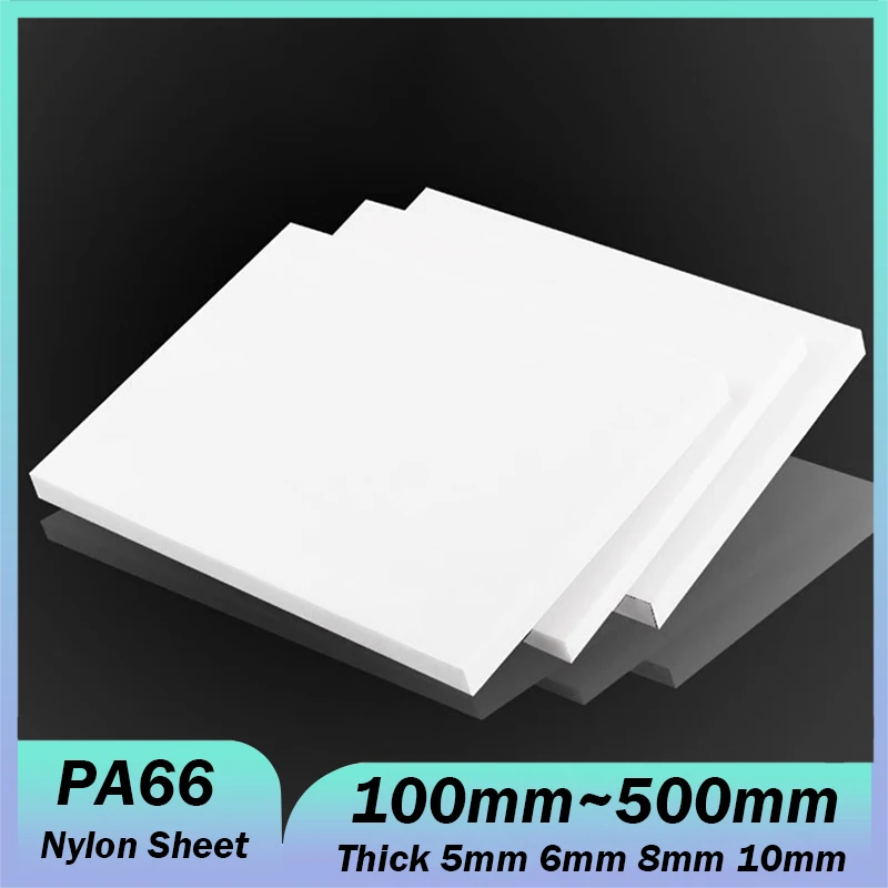 

White PA66 Nylon Plate Thickness 5/6/8/10mm Nylon Board PA6 MC Insulating Rubber Sheet Rigid Plastic Block Engineering Material
