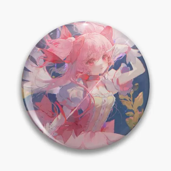 Kaname Madoka Magica  Soft Button Pin Collar Jewelry Cartoon Funny Women Lapel Pin Clothes Creative Cute Metal Brooch Hat