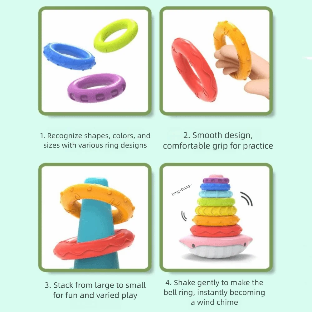 Irregular Square Rainbow Stacker Baby Toy Montessori Toy Stackable Rotating Screw Bolt Toys Rainbow Tower Puzzle