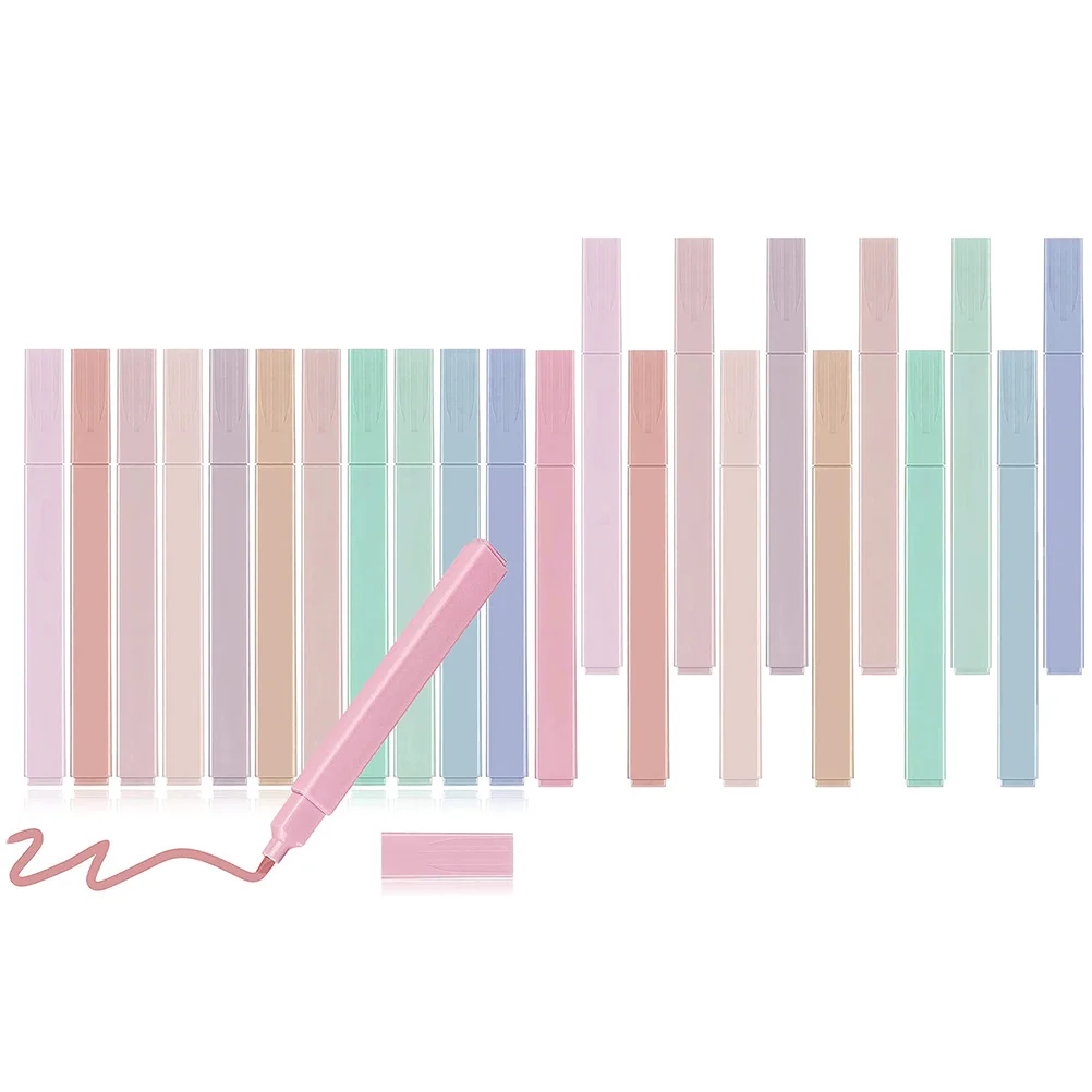 

24Pcs Double-Ended Highlighters Fluorescent Pen for School Work Smooth Writing Portable Compact Marking Pen School Supply