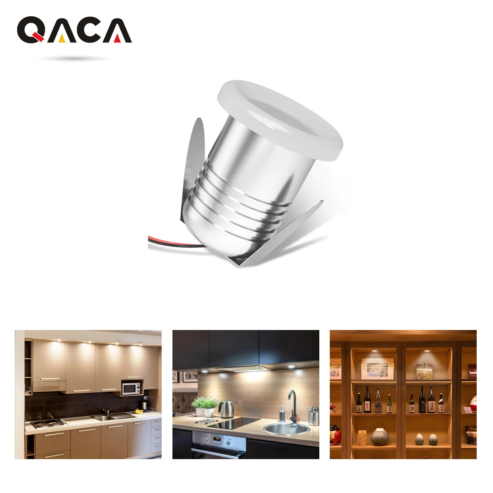 QACA New Mini LED Spotlight DC12V 1W Aluminum LED Downlight Recessed Lighting for Ceiling Deck Cabinet Showcase Display Lighting