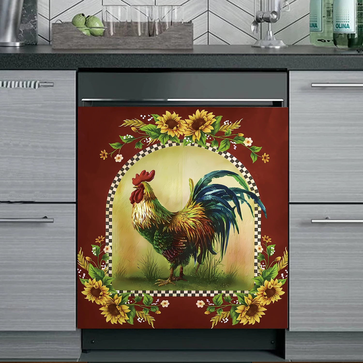 Kitchen refrigerator dishwasher magnetic stickers waterproof and stain resistant PVC wall stickers animal patterns home decor