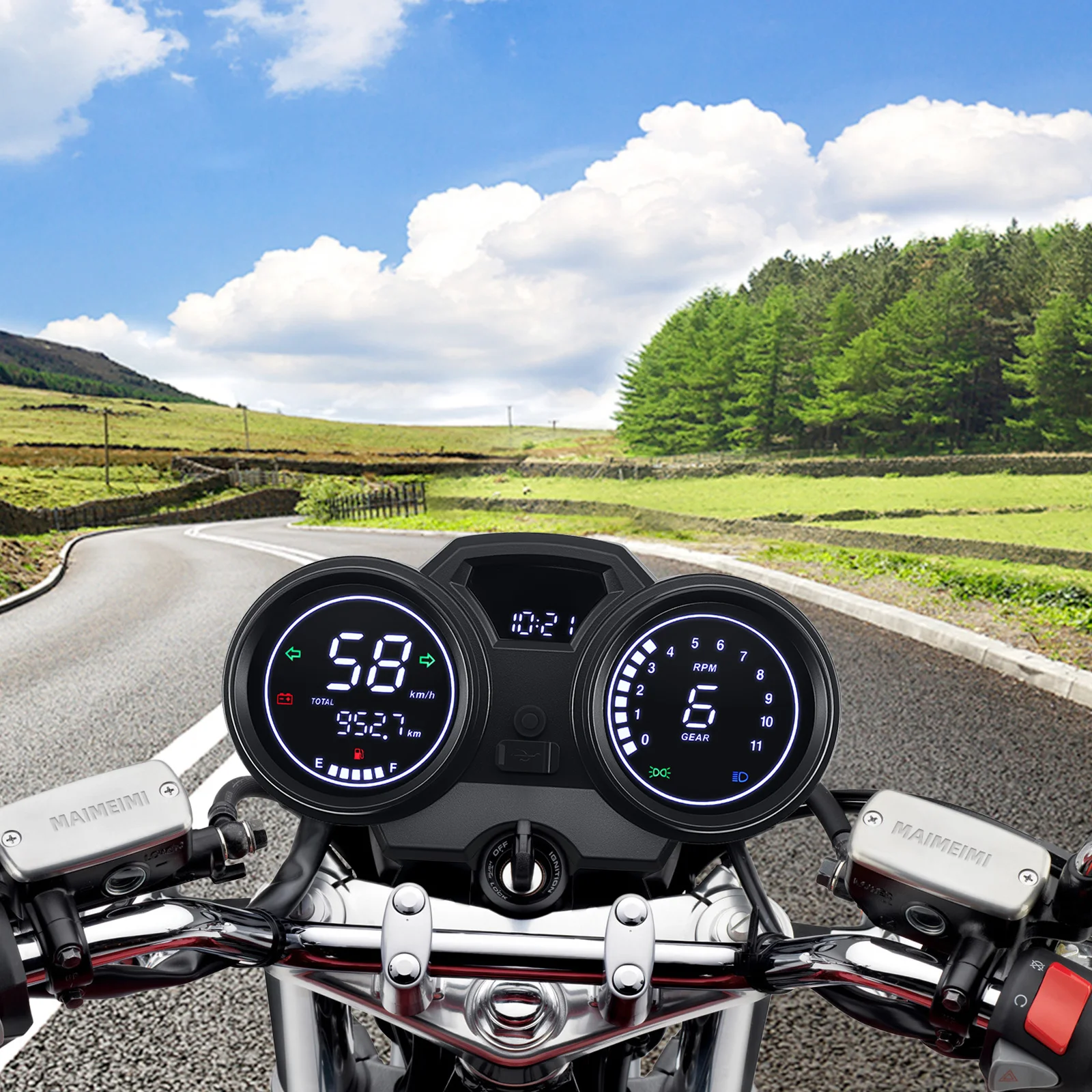 Motorcycle Digital Board Universal LCD Odometer Speedometer Meter Instrument Moto Dashboard Hour Counter Tachometer with Gear