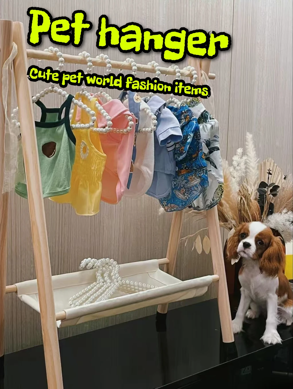 Pet hanger Internet celebrity dog clothes rack dog clothes rack cabinet solid wood storage small coat rack cat floor type image 3