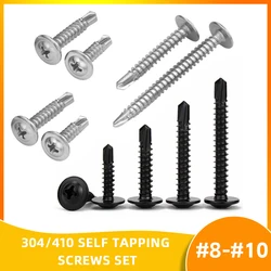 #8 Self-Drilling Self-Tapping Screw 410 Stainless Steel - 50pcs Woodworking & Sheet Metal Furniture Fastener Corrosion Resistant