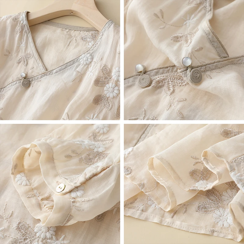 Nouveau chinois Sle broderie lourde femmes irt été National Sle amélioré Hanfu petit irt sensation haut de gamme...