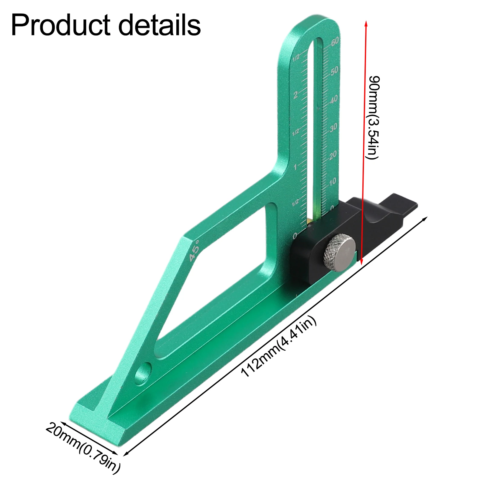 Precise Cutting Depth Measurement Tool for Dual Measurement Gauge for Adjustable Height Ruler Finish Knurled Thumb Screw