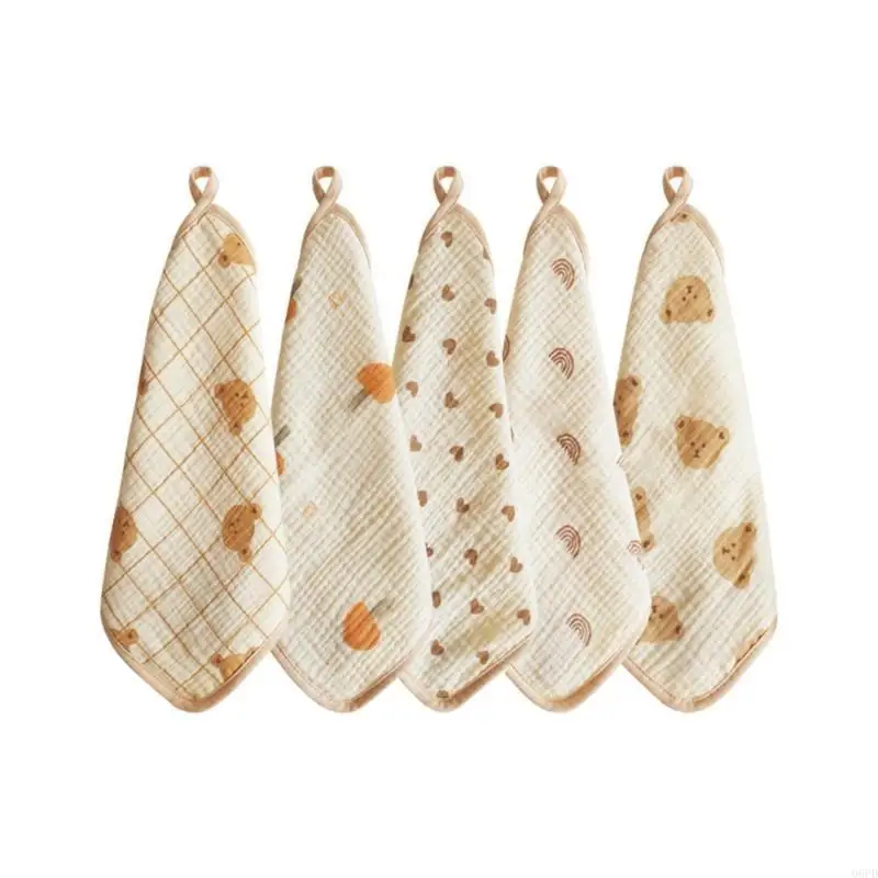 

5 Pack Cotton Cloth Squares Gentle Baby Wash Cloths Newborn Washcloths Durable