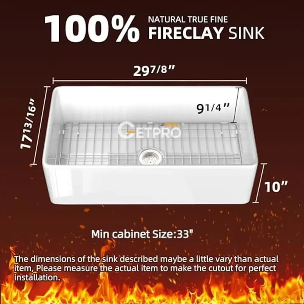 Fireclay المئزر الجبهة مزرعة بالوعة 30 بوصة كبيرة وعاء واحد تحت جبل بالوعة المطبخ الأبيض مقاومة للبقع حوض عميق الحديثة