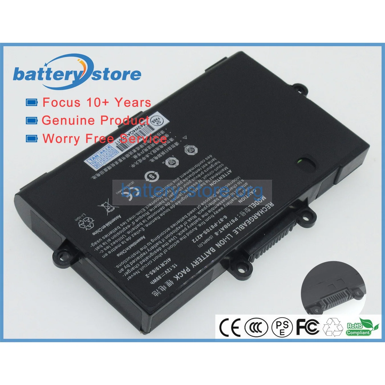 Genuine laptop batteries for P870BAT-8,6-87-P870S-4272,6-87-P870S-4271,6-87-P870S-4273,6-87-P870S-427,P870DM,P870KM1-G,15.12V