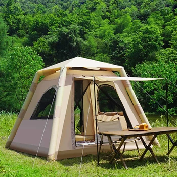 하이킹 여행용 팽창식 원클릭 에어 텐트, 4-8 인용 넓은 공간 방수 가족 텐트,에어텐트 ，캠핑용품， 원터치텐트， 쉘터텐트， 원터치쉘터， 캠핑텐트 ，글램핑텐트