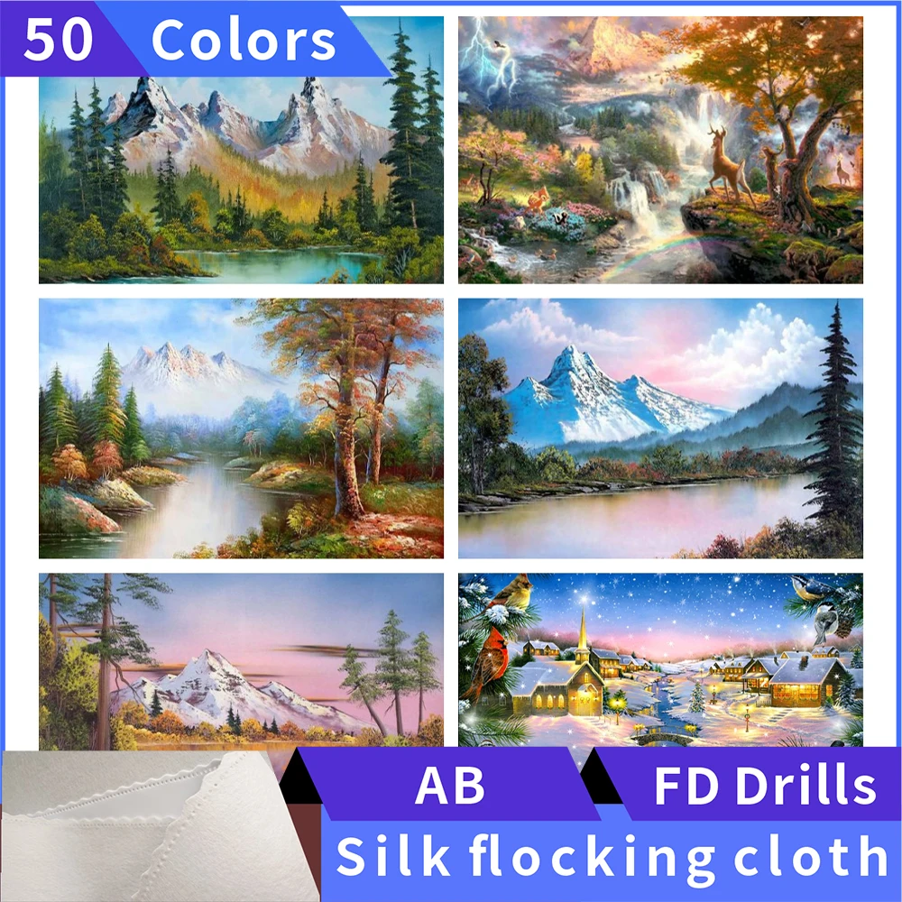 

50 Colors 5D Diamond Painting Snow Scene Silk Cloth Square Diamond Embroidery Rhinestone Diamond Mosaic Painting Cross Stitch