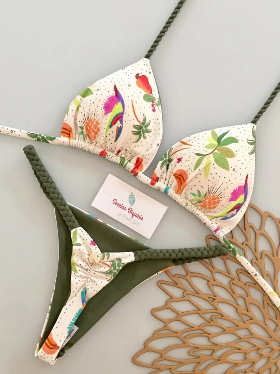 

Микро-бикини 2026, женские купальники с эффектом пуш-ап, сексуальный купальник с принтом, бразильский комплект бикини, стринги, бикини, купальник, летняя пляжная одежда