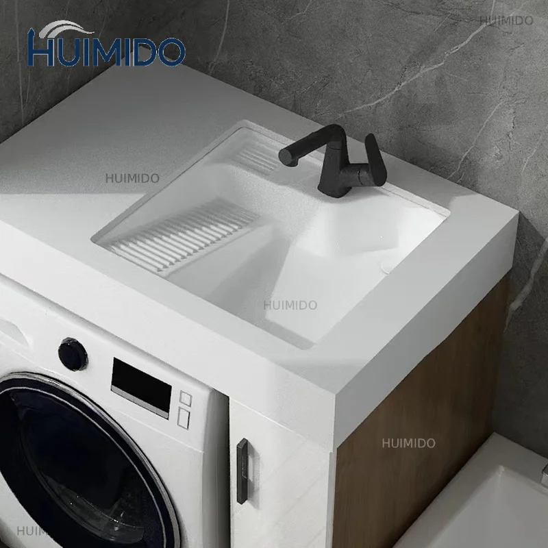 Ceramic under-counter basin hand washing with rubbing board washing machine significant other laundry pool sink single basin