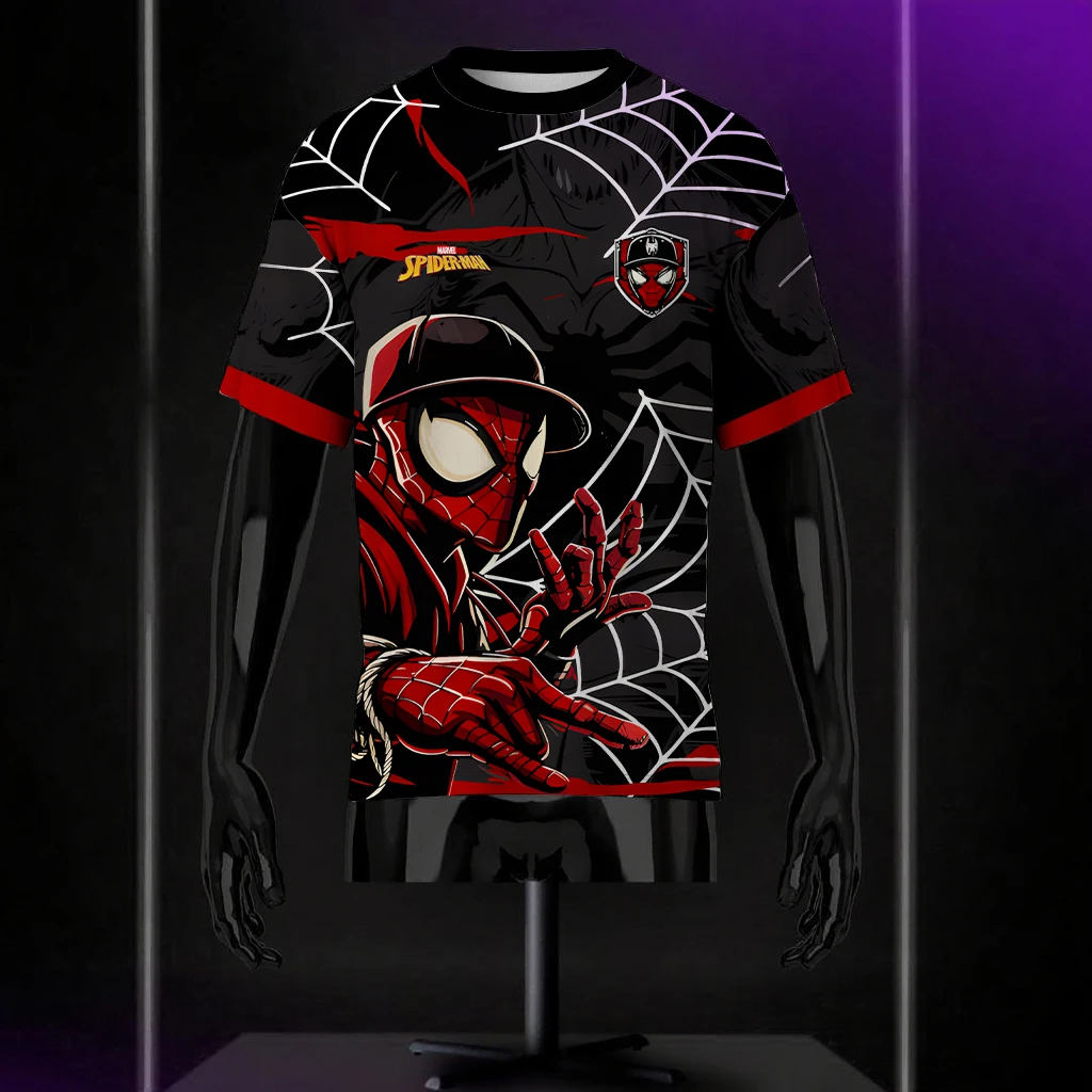 Marvel Harajuku Casual Prank Men's Shirt 3D Printing Street Fashion Spider-Man Series Summer Quick-Drying Short-Sleeved T-shirt