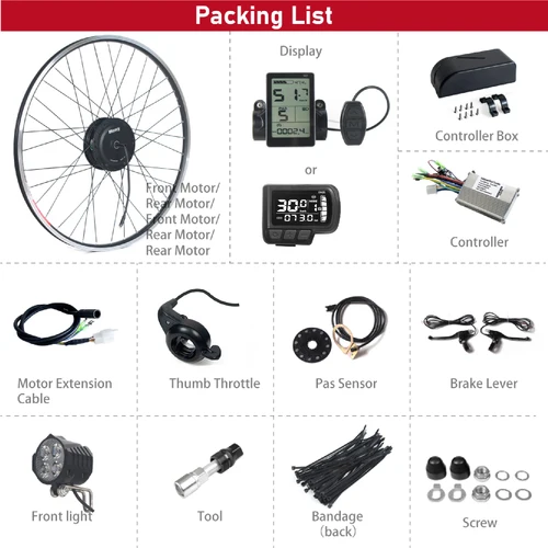 Imagen 2 del producto Kit de Motor para bicicleta eléctrica, cubo de engranaje sin escobillas de alta velocidad, 36V, 48V, 350W, 500W, conversión de bicicleta eléctrica, Cassette delantero y trasero con llanta ZEMAKE