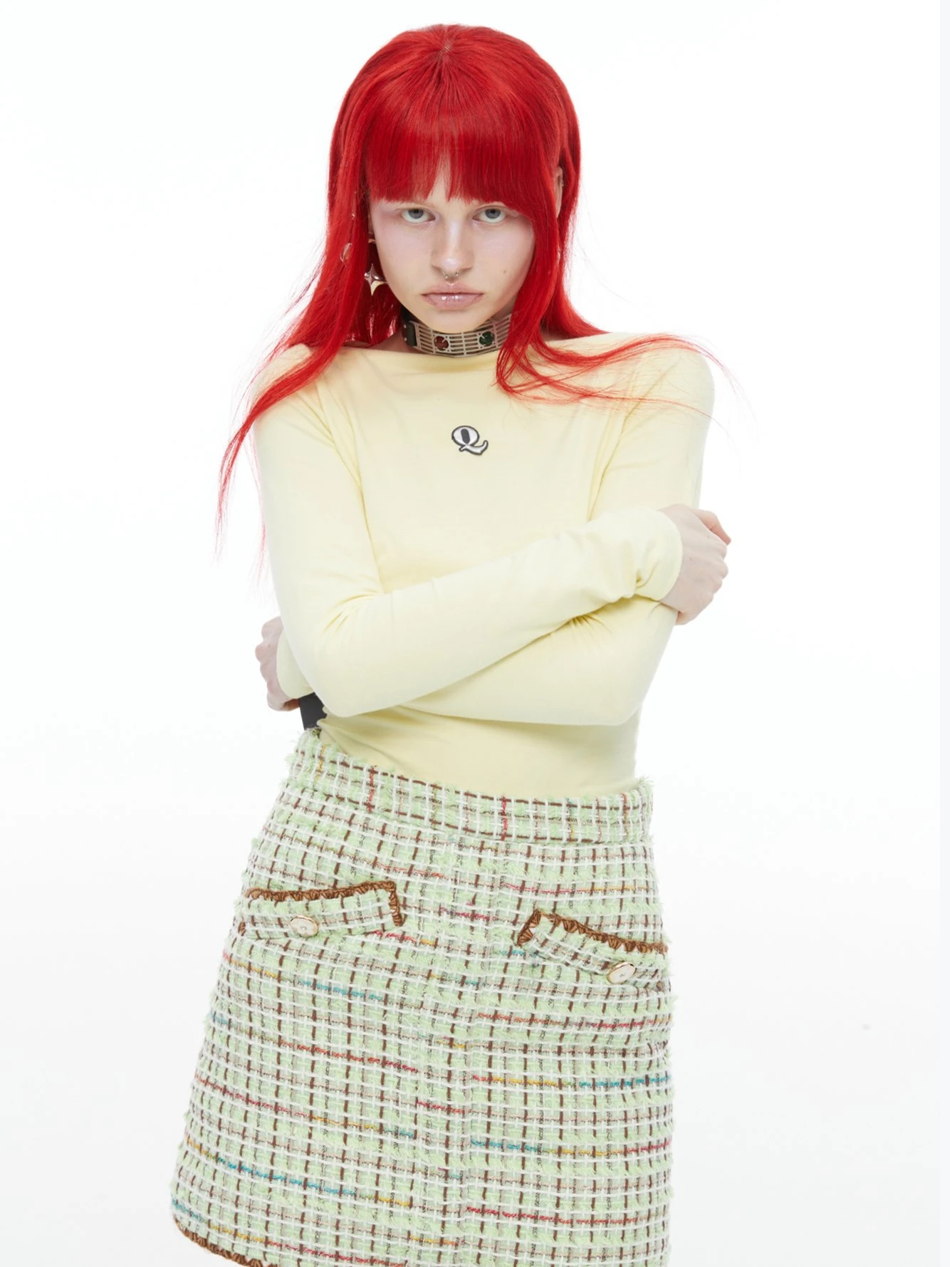 

QSC Original Design een Knitted Skirt with Flower Buttons Ultra Warm Cotton Insert Autumn Winter Faion Ladies Skirts