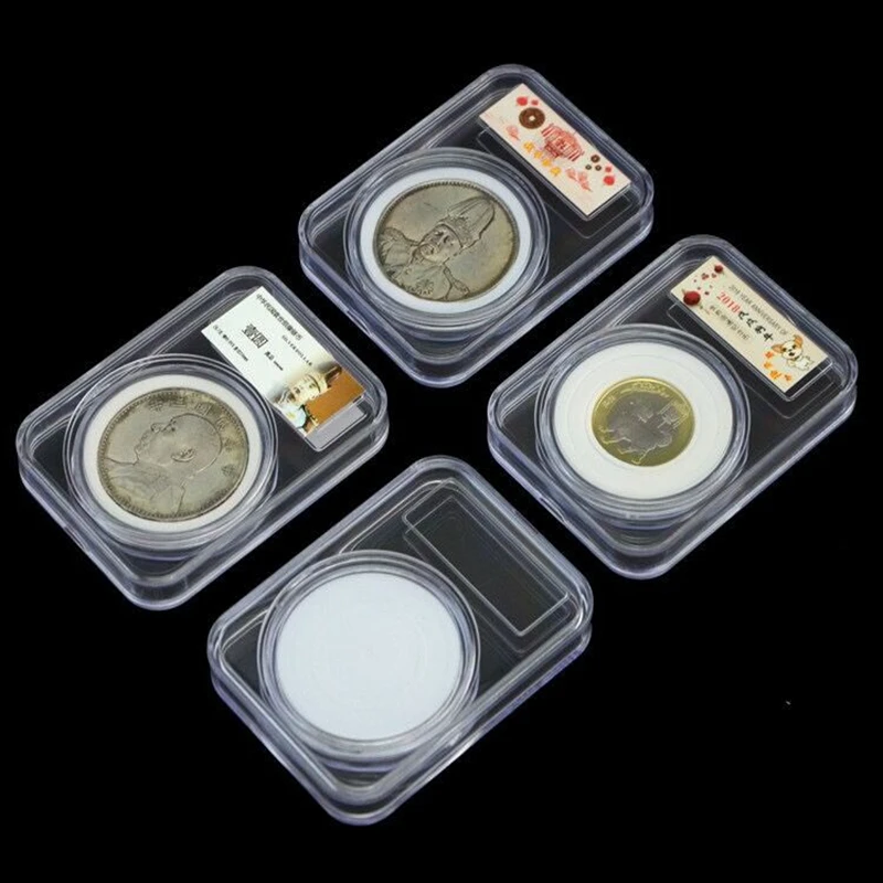 10 قطعة العالمي 46 مللي متر عملة حامل كبسولة المنظم صندوق عرض بلاطة مع رغوة طوقا ل 16/20/25/27/30/38/46 مللي متر عملة جمع