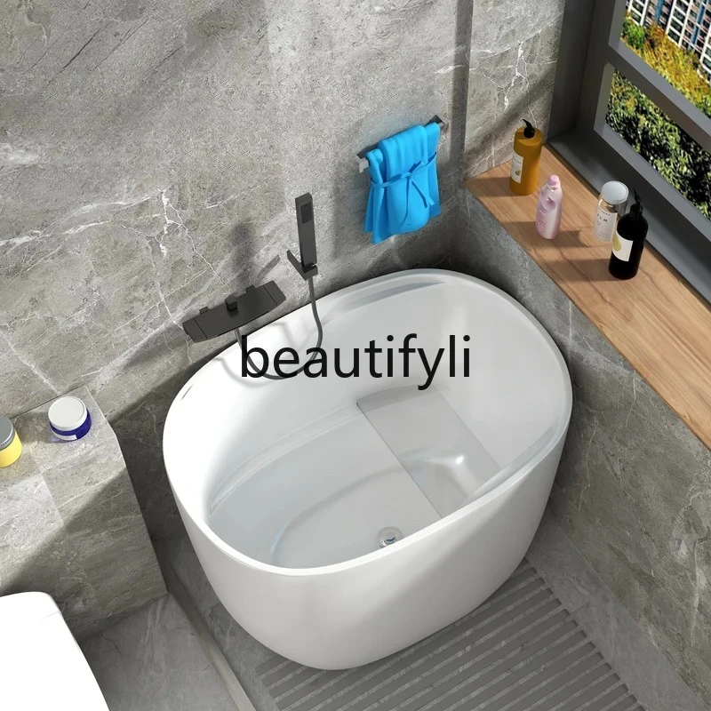 

Bathtub Small Apartment Acrylic Japanese Style Household Movable Insulated Deep Soaking Tub