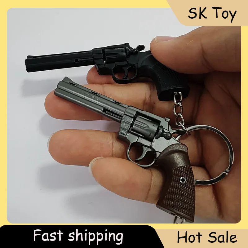 

7cm Colt 357 Revolver Gun Model Detachable Allmetal Durable Metal Keyring Men Accessorie Fashionable Pendant Military Collection