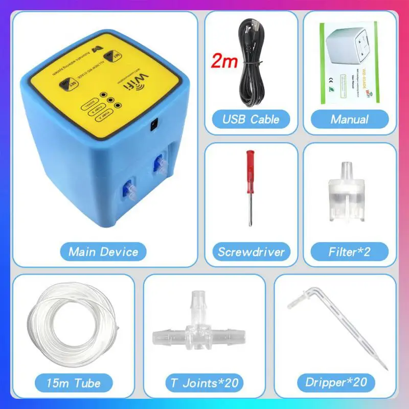 Remote Control Wifi Control Watering Device Timers Irrigation Watering System Kit Double Pump Timed Automatic Usb Power Wifi