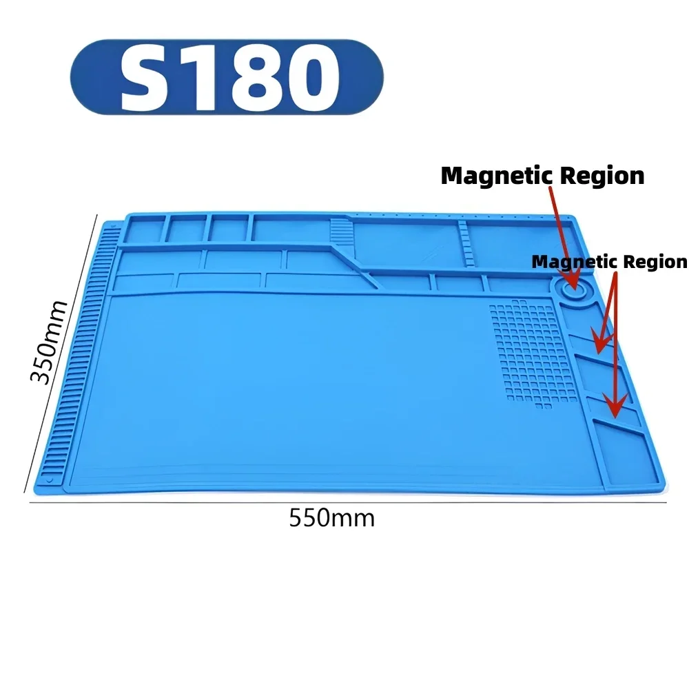 Magnetische mat Siliconen reparatiemat Printplaat Soldeerkussen Hittebestendig 932 ° F Antistatisch voor ESD Iron Phone Repair