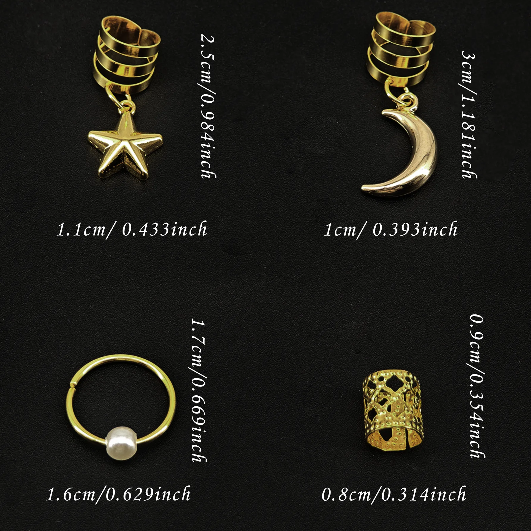 34pcs Large Set New Star Moon Combo Hair Rings for Dreadlocks & Braids Cosplay Hair Accessories & Festival Dreadlocks Jewelry