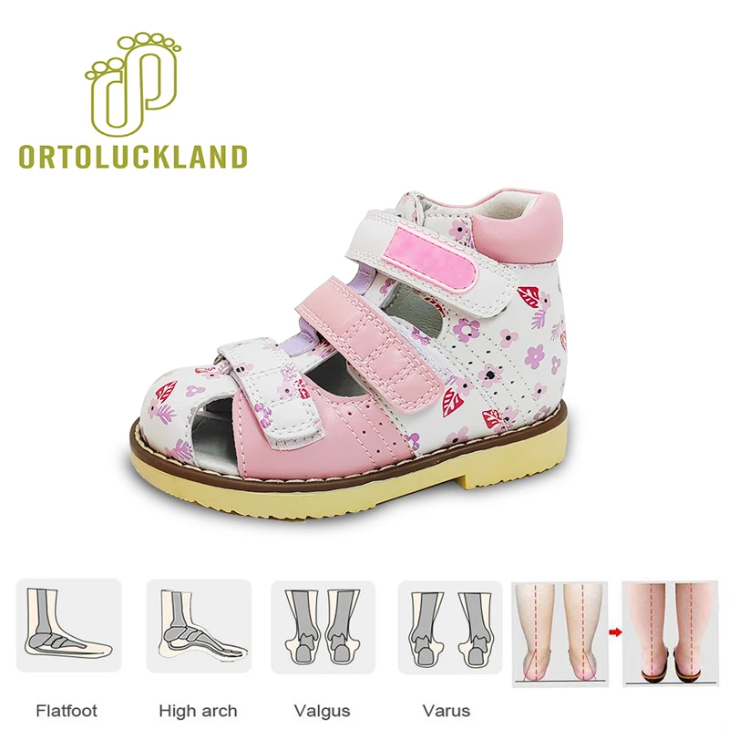 Children Girls Sandals Orthopedic Shoes For Kids Toddler Summer Tiptoe Microfiber Leather Clubfoot Footwear 2-6Years