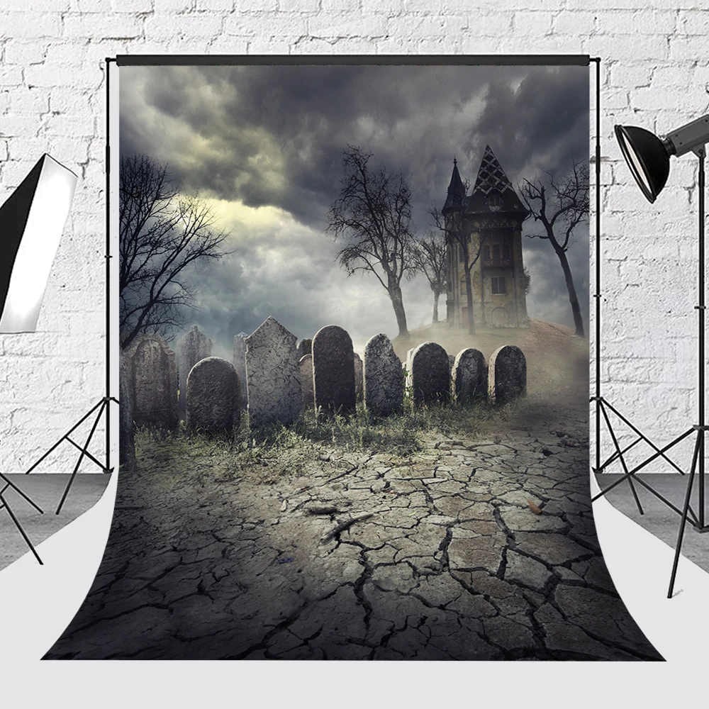 Bonvvie Halloween Backdrop Grave Pumpkin Lantern Vinyl Photography Background Studio Photo Shooting Photocall Photozone