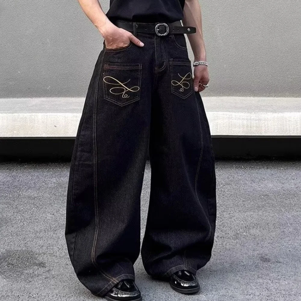 جينز رجالي صيفي جديد لعام 2025 مزين بجيب Y2k جينز هاراجوكو ريترو موضة تريند الشارع الهيب هوب قيعان رجالية فضفاضة غير رسمية