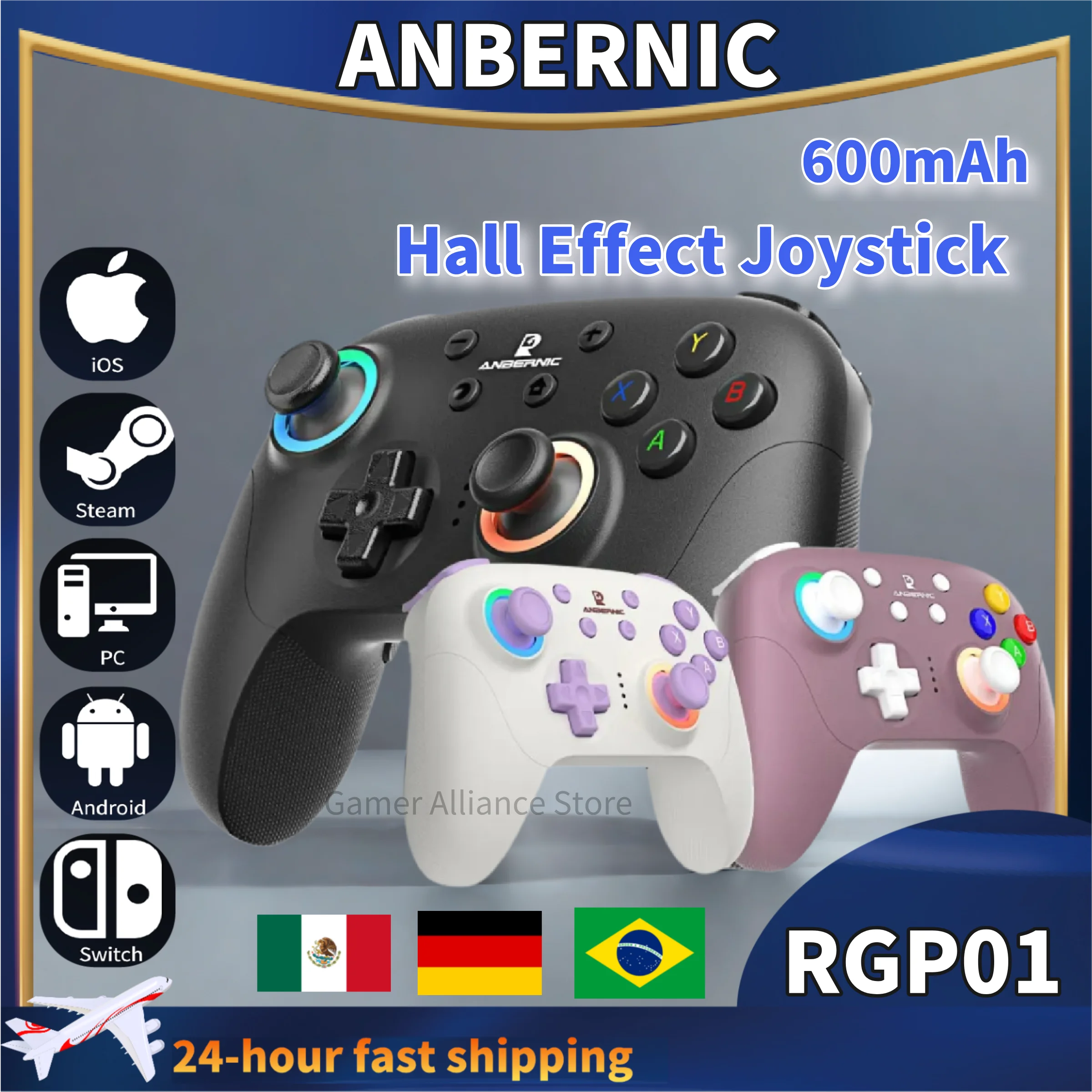 ANBERNIC RG P01 RGP01 Bluetooth Gamepads Wired Wireless  RGB Hall Effect Joystick Controller for PC Android IOS Steam XBOX Game