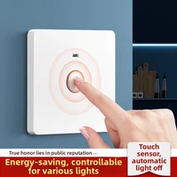 Interruptor de sensor táctil, interruptor de luz con temporizador de retardo montado en la pared para pasillo de escalera, panel activado por tacto con función de retardo de tiempo
