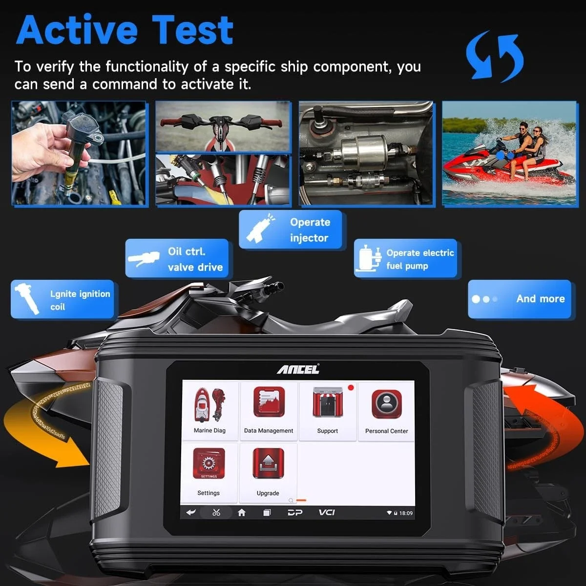 For Mercury Outboard Marine Diagnostic Tool Engine Scanner ANCEL MR500 Models Active Tests Dealer-Level Reset