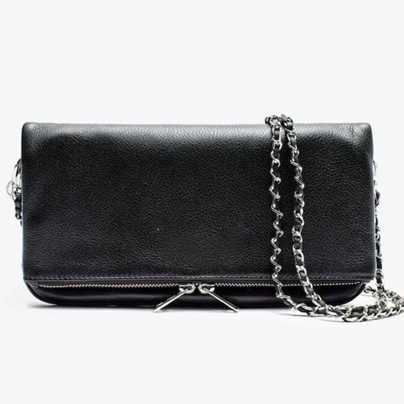 Fashion Chain Foldable Women's Clutch Lychee Pattern Small Shoulder Crossbody Bag for Daily Casual Armpit Handbag