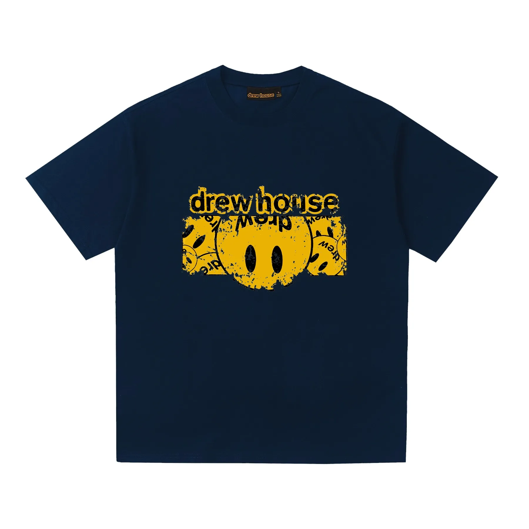 Drew House New Inverted smiling face pattern short-sleeved T-shirt for both men and women