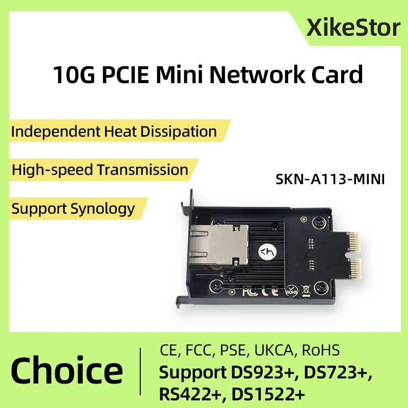 XikeStor PCIE Mini Network Card 10GbE RJ45 Network Upgrade Module Suitable for Compact Synology Servers DS923+ DS723+ RS422+